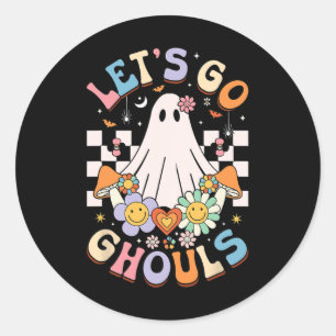 Pegatina Redonda Vamos Ghouls Halloween Traje de traje de fantasmas