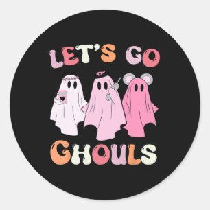 Pegatina Redonda Vamos Ghouls Halloween Traje de traje de fantasmas