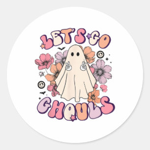 Pegatina Redonda Vamos Ghouls Retro Halloween Bychelorette Brida