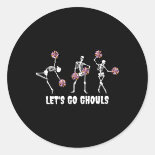 Pegatina Redonda Vamos Ghouls Skeleton animador Halloween Chee