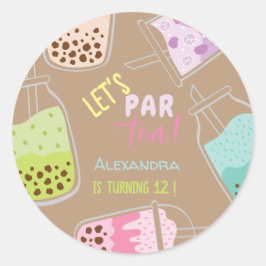 Pegatina Redonda Vamos por el cumpleaños del té bobba