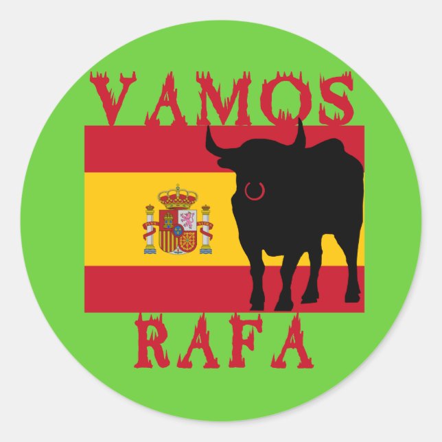 Pegatina Redonda Vamos Rafa con bandera de España (Anverso)