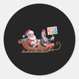 Pegatina Redonda Vamos Taco - Divertido paseo en Sleigh con Santa C