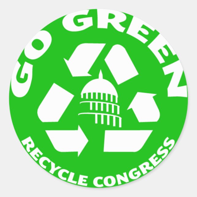 Pegatina Redonda Vamos Verde, reciclar el Congreso - Pegatinas (Anverso)
