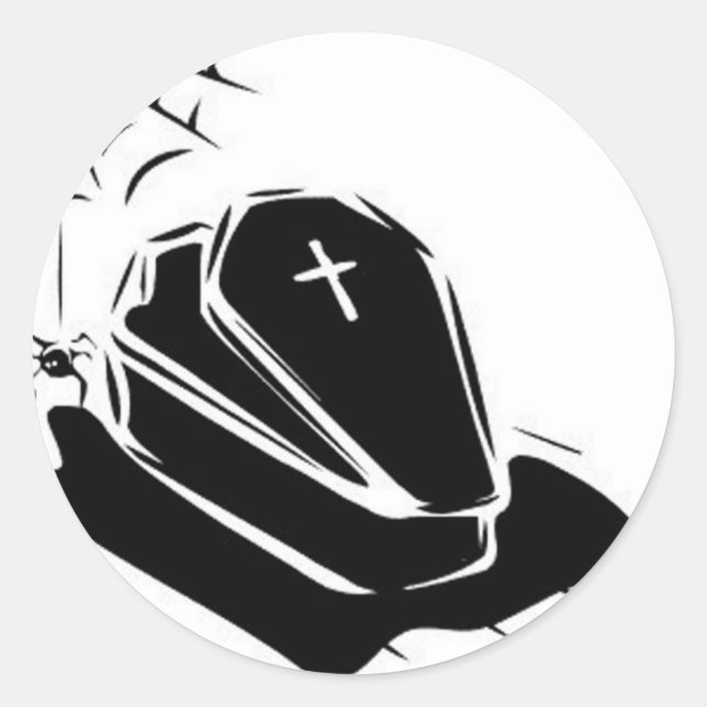 Pegatina Redonda Vampire Casket (Anverso)
