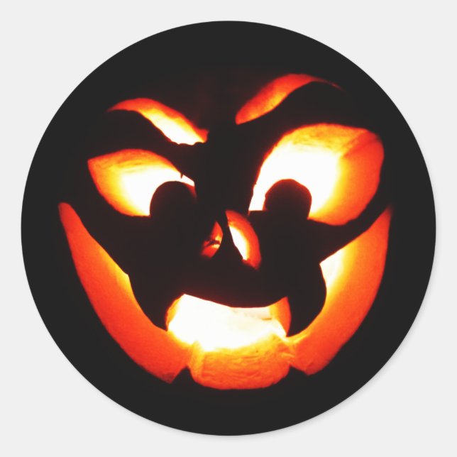 Pegatina Redonda Vampire Jack-O-Lantern (Anverso)