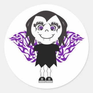 Pegatina Redonda Vampiro Angel Chica Alas tribales