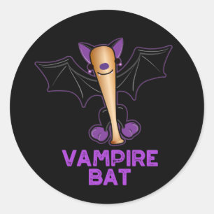 Pegatina Redonda Vampiro Bat Funny Béisbol Pun Dark BG