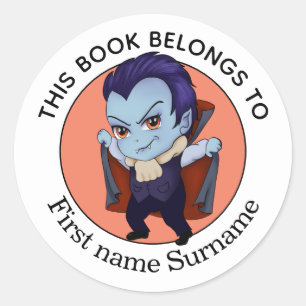 Pegatina Redonda Vampiro Este Libro Pertenece Personalizado