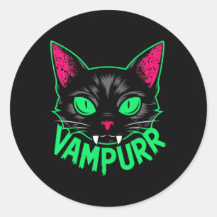Pegatina Redonda Vampiro gato gatuno gitano gatito gatito de Hallow