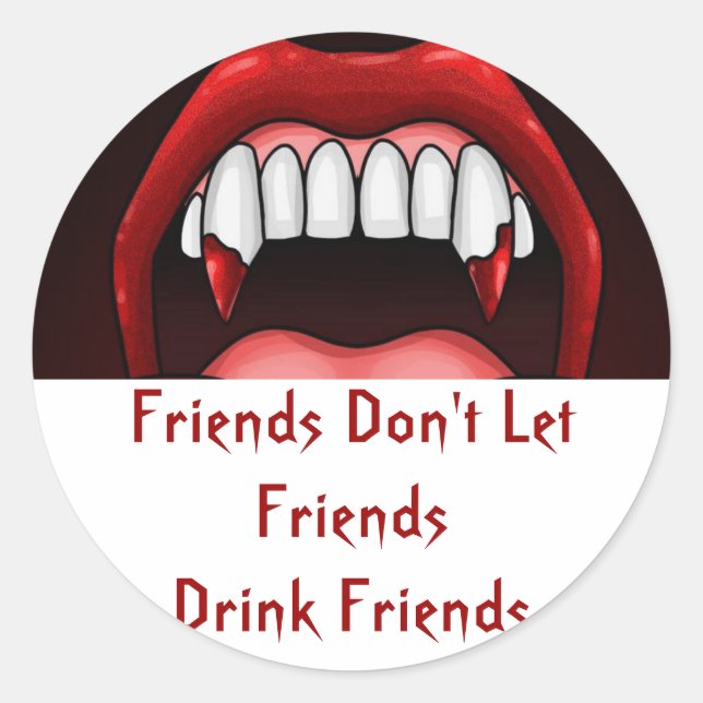 Pegatina Redonda Vampiro Halloween Teeth (Anverso)