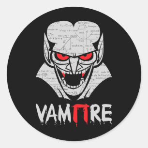 Pegatina Redonda Vampiro Pi Halloween Disstume divertida ciencia ma