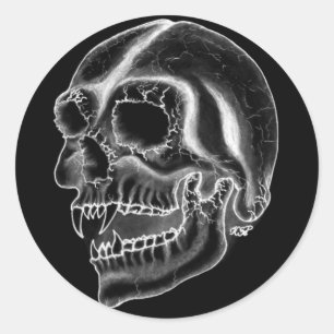 Pegatina Redonda Vampiro skull black and design white