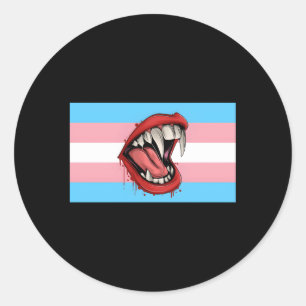 Pegatina Redonda Vampiros Fangs The Transgender PriOrge Flag Hallow