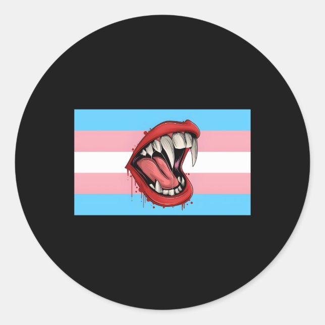 Pegatina Redonda Vampiros Fangs The Transgender PriOrge Flag Hallow (Anverso)