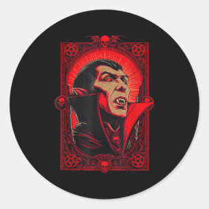 Pegatina Redonda Vamre Dracula Arte de Horror Gótico - Halloween Va