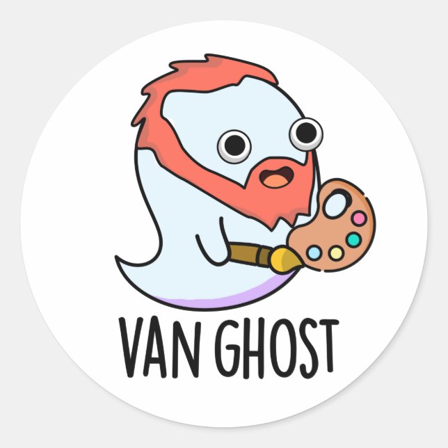 Pegatina Redonda Van Ghost Funny Artista Ghost Pun (Anverso)