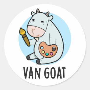 Pegatina Redonda Van Goat Funny Artista Pun