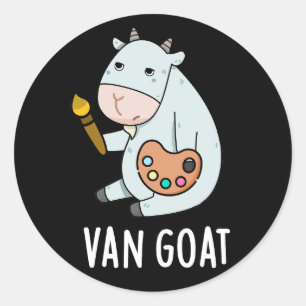 Pegatina Redonda Van Goat Funny Artista Pun Dark BG