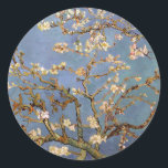 Pegatina Redonda Van Gogh Almond Blossom<br><div class="desc">Serie de pintura natural Vincent Van Gogh - Florencia de almendras en tonos azules</div>