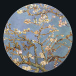 Pegatina Redonda Van Gogh Almond Blossom<br><div class="desc">Serie de pintura natural Vincent Van Gogh - Florencia de almendras en tonos azules</div>