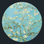 Pegatina Redonda Van Gogh Almond Blossoms<br><div class="desc">Artista: Vincent Van Gogh Título: Flores de almendra alteradas de color por 2Sweet4wordsDiseños de van gogh,  van gogh,  flores de almendros,  verde azuladas,  flores,  floral,  primavera,  sofisticada decoración</div>