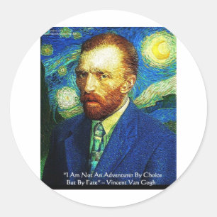 Pegatina Redonda Van Gogh "Aventurero por destino" regalos camiseta