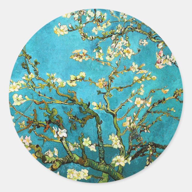 Pegatina Redonda Van Gogh Blossoming Almond Tree Bella Artes (Anverso)