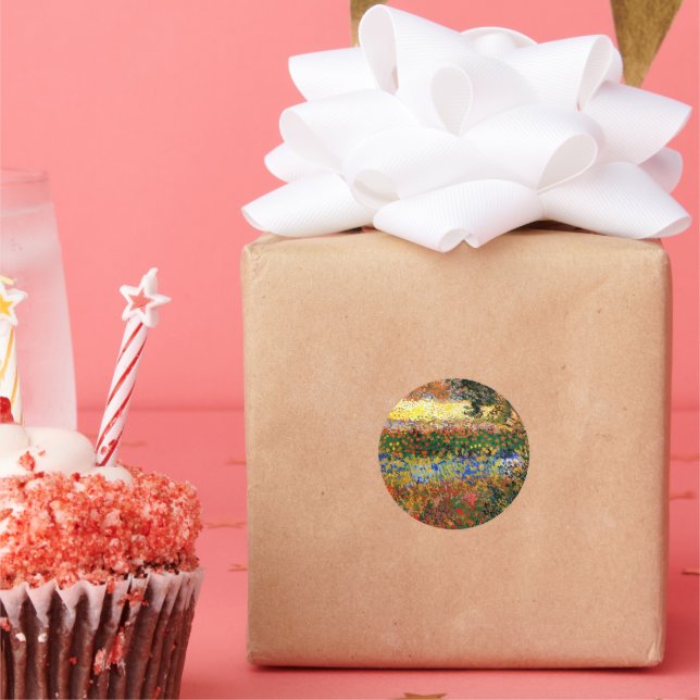 Pegatina Redonda Van Gogh - Flower Garden, fine art painting, (Fiesta)