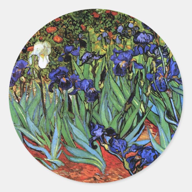 Pegatina Redonda Van Gogh Irises (F608) Bella Artes de cosecha (Anverso)