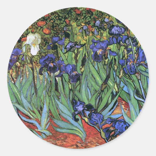 Pegatina Redonda Van Gogh Irises (F608) Bella Artes de cosecha (Anverso)