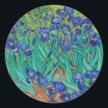 Pegatina Redonda Van Gogh Irises. Impresionismo floral vintage azul<br><div class="desc">Van Gogh pegatina "Irises". El arte del impresionismo floral azul.</div>