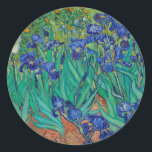 Pegatina Redonda Van Gogh Irises Pintura Floral<br><div class="desc">Vincent Van Gogh (30 de marzo de 1853 a 29 de julio de 1890) fue un influyente pintor holandés posimpresionista. Esta obra de arte se llama Irises.</div>