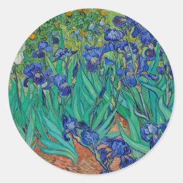 Pegatina Redonda Van Gogh Irises Pintura Floral