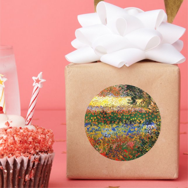 Pegatina Redonda Van Gogh - Jardín en Arles (Fiesta)