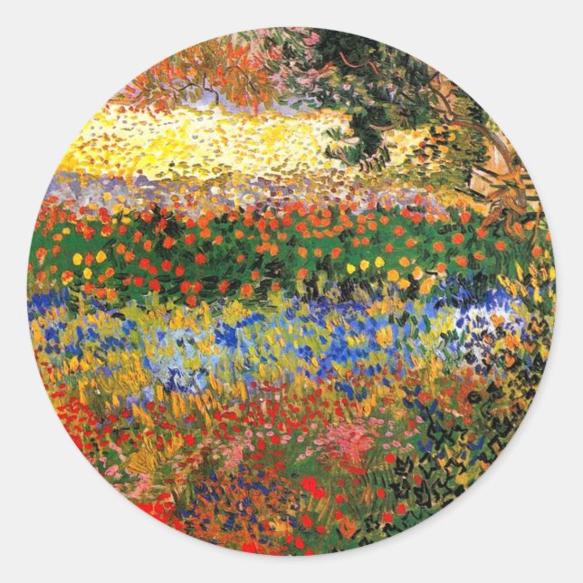 Pegatina Redonda Van Gogh - Jardín en Arles (también conocido como  (Anverso)