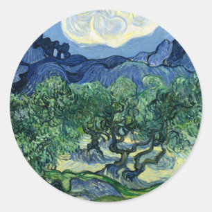 Pegatina Redonda Van Gogh Los Olivos Pintura de Paisaje