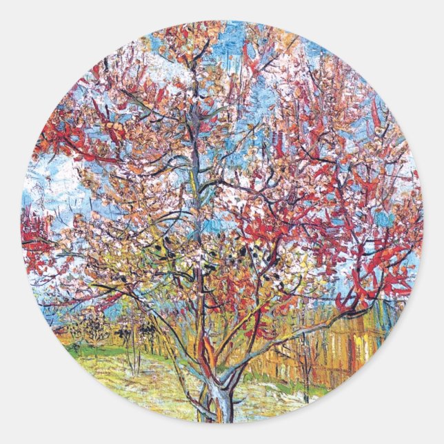 Pegatina Redonda Van Gogh - Melocotones rosados (Anverso)