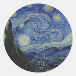 Pegatina Redonda Van Gogh // Noche Starry
