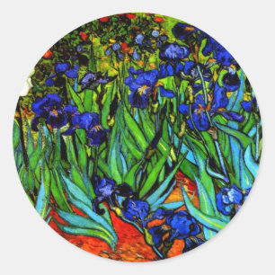 Pegatina Redonda Van Gogh painting, Irises,
