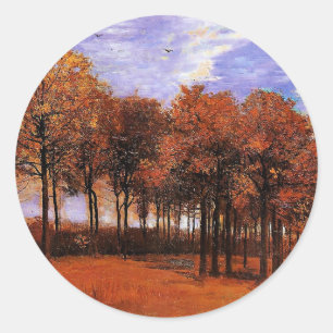 Pegatina Redonda Van Gogh - Paisaje de otoño,