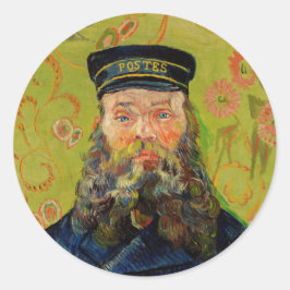Pegatina Redonda Van Gogh Postman. Arte de impresionismo vertical