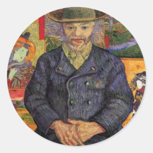Pegatina Redonda Van Gogh, Retrato de Père Tanguy, Arte Antiguo