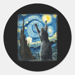 Pegatina Redonda Van Gogh Starry Night Style Artístico Azul Ruso