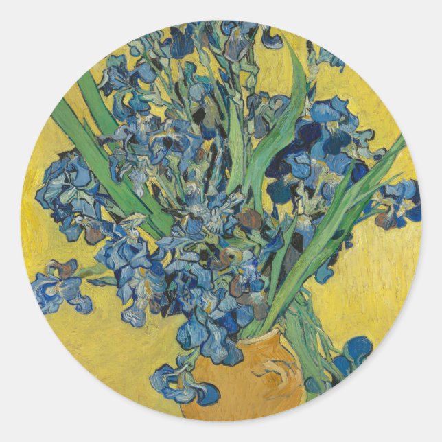 Pegatina Redonda Van Gogh Vase con el impresionismo clásico irlandé (Anverso)