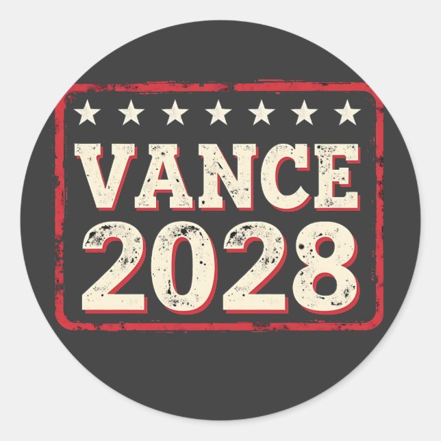 Pegatina Redonda Vance 2028 Para la elección presidencial Trump Rep (Anverso)