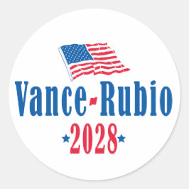 Pegatina Redonda Vance Rubio 2028 (bandera)
