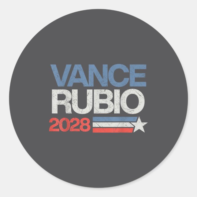 Pegatina Redonda Vance Rubio 2028 President Jd Vance Marco Rubio Us (Anverso)