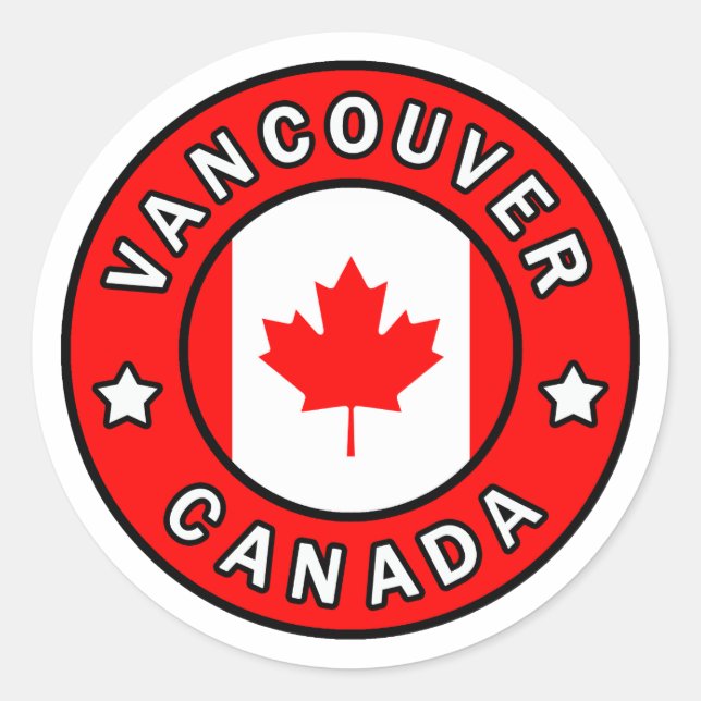 Pegatina Redonda Vancouver Canada (Anverso)