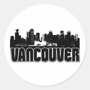 Pegatina Redonda Vancouver Skyline